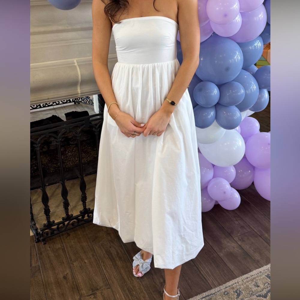 White maxi dress with bubble skirt